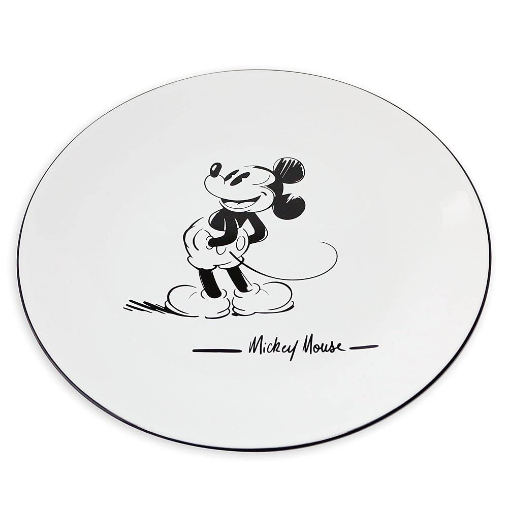 Disney Mickey Mouse Black and White Dinner Plates Set - 10.5 Inch Ceramic Plates for Kids & Adults - Durable Dishware for Parties, Holidays, and Everyday Use
