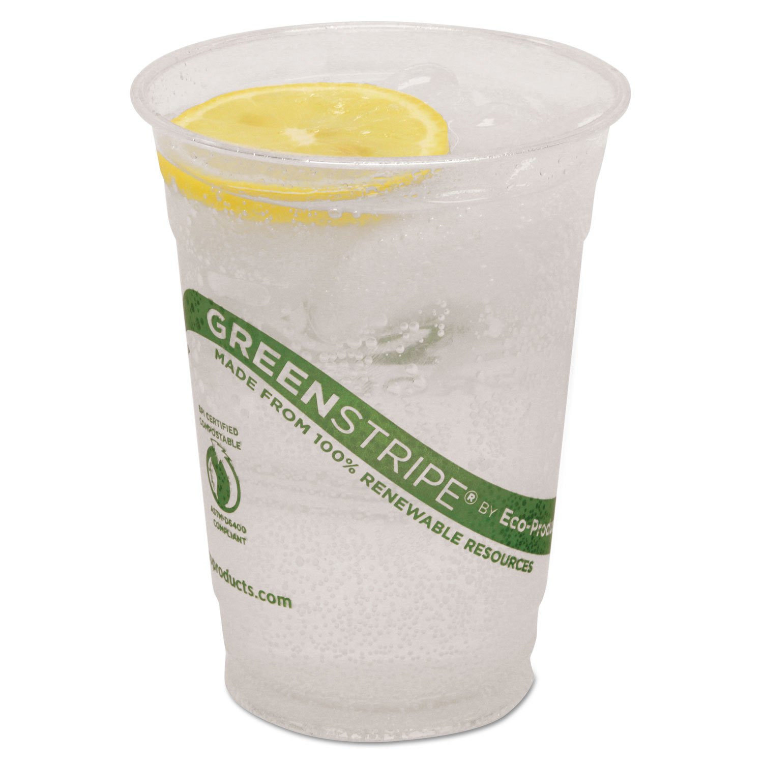 Eco-Products EPCC16GS GreenStripe 16oz Compostable Cold Cups - 50/Pack, 20 Packs/Case | Biodegradable & Eco-Friendly Drinkware for Parties, Picnics, and Office Use