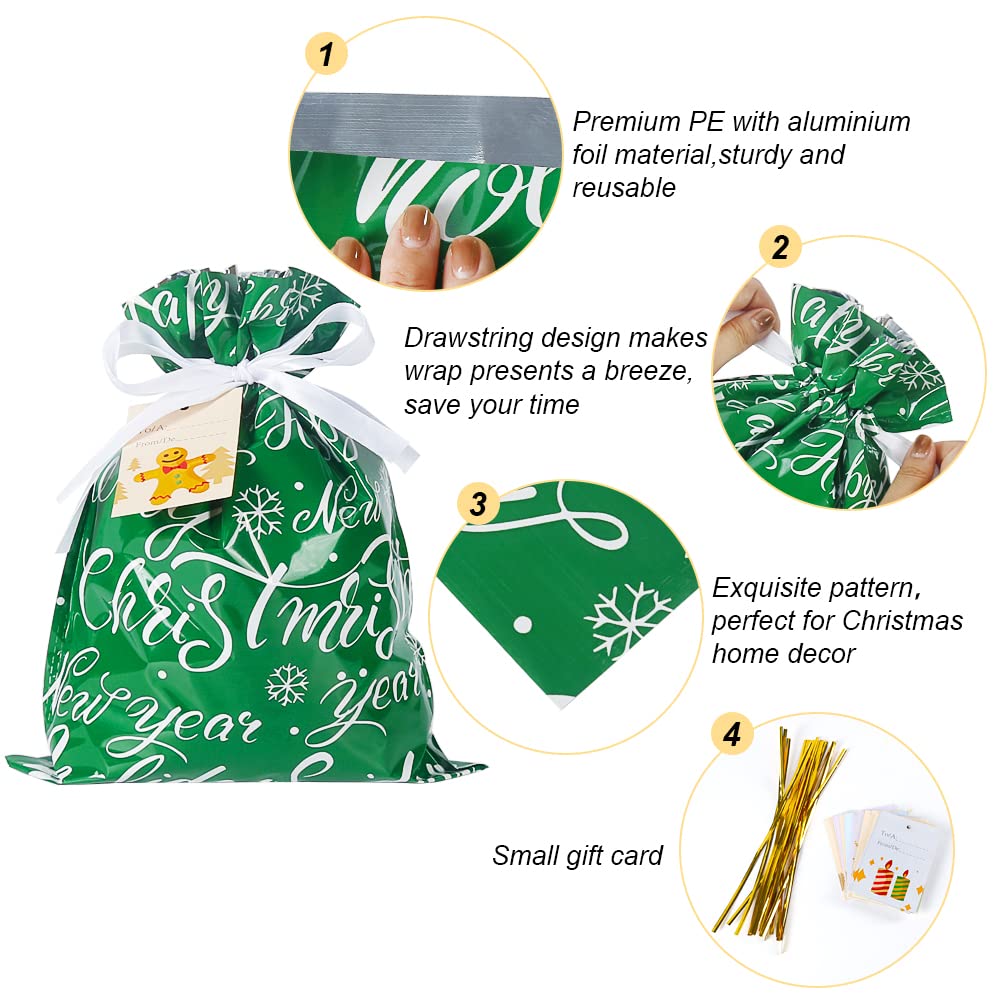 30PCS Christmas Drawstring Gift Bags - Assorted Sizes Holiday Wrapping Bags for Xmas, Birthday & Party Favors | Perfect for Gift Giving, Stocking Stuffers & Holiday Celebrations