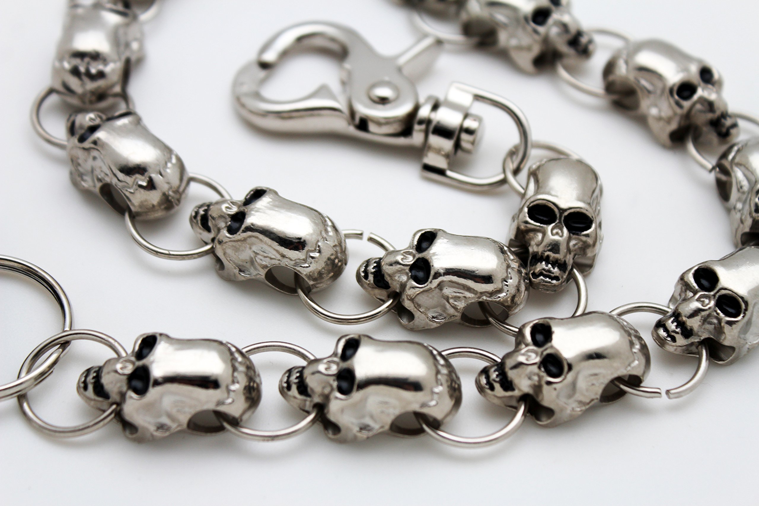 TFJ Men's Punk Rock Biker Wallet Chain with Big Skull Skeleton Bones - Silver Keychain for Motorcycle Enthusiasts & Rock Music Fans - Perfect for Biker Gear, Concerts & Gothic Fashion Accessories