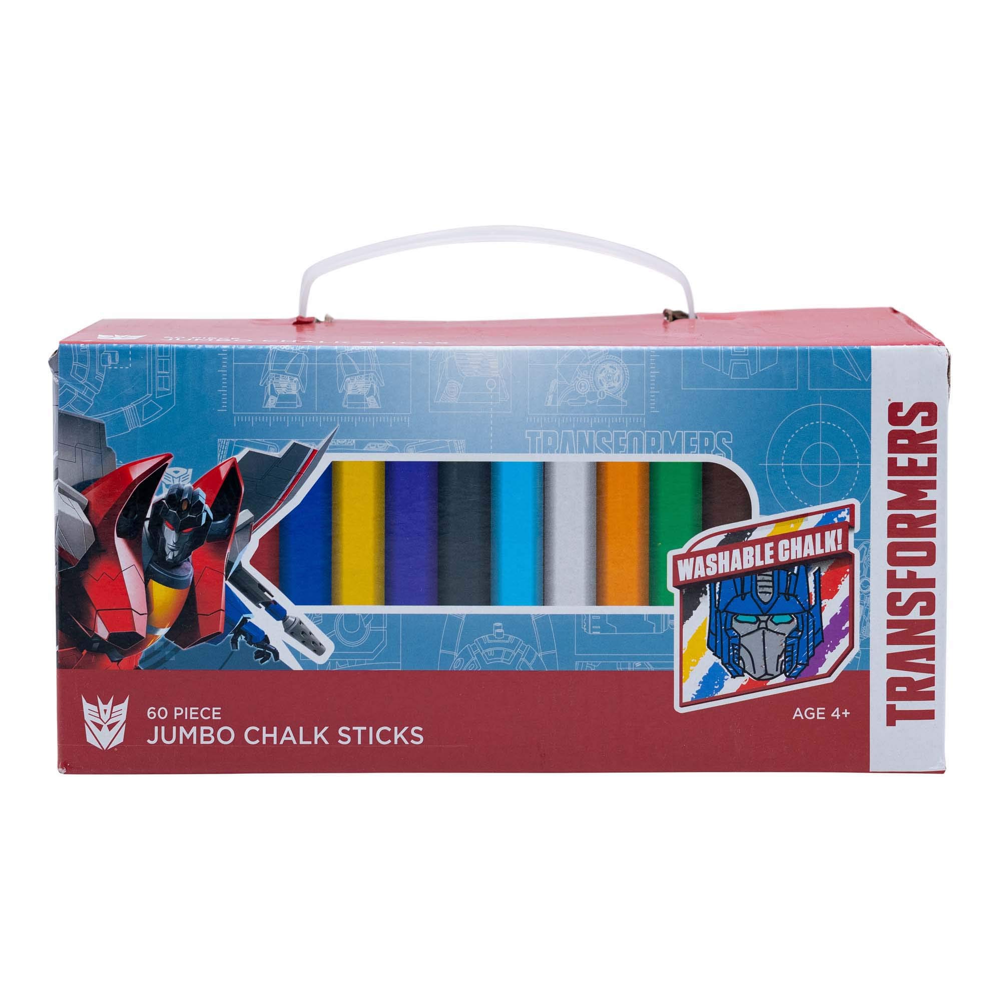 Transformers Jumbo Box of 60 Pc Sidewalk Chalk - Colorful Outdoor Drawing Toys for Kids - Perfect for Driveway Art, Playground Fun & Summer Activities