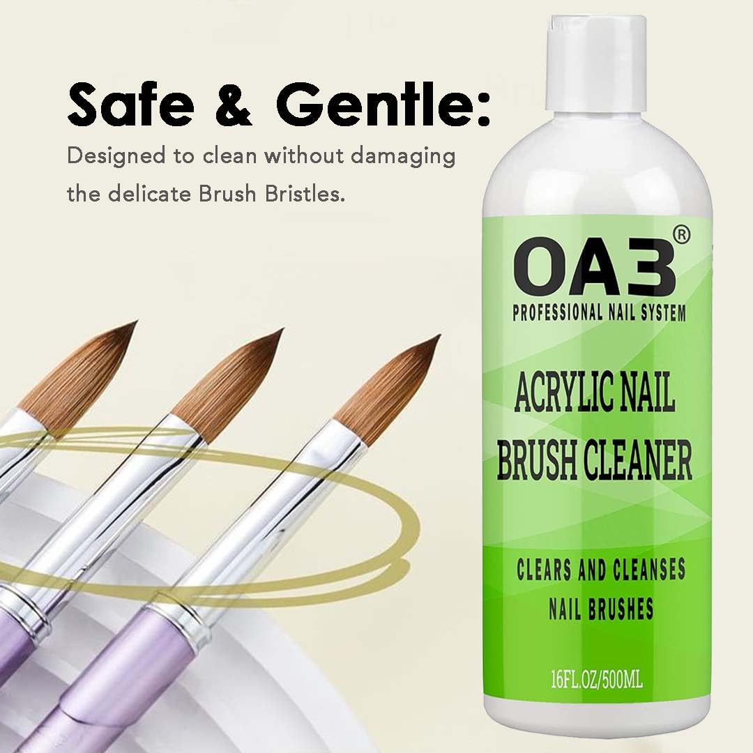 UV Nail Gel Brush Cleaner & Acrylic Nail Brush Cleaner Remover - Powerful 500ml Build-Up Dissolver for Professional Salon & Home Manicure Care