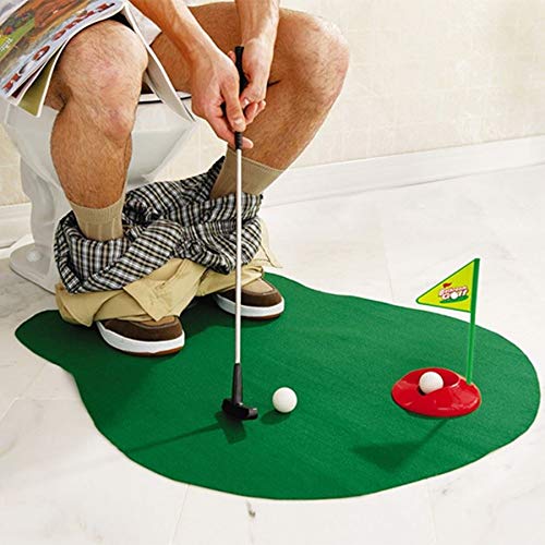 Relaxdays Mini Golf Toilet Set - 6-Piece Bathroom Golf Game for Adults & Kids - Fun Indoor Activity for Parties, Gifts & Family Game Night