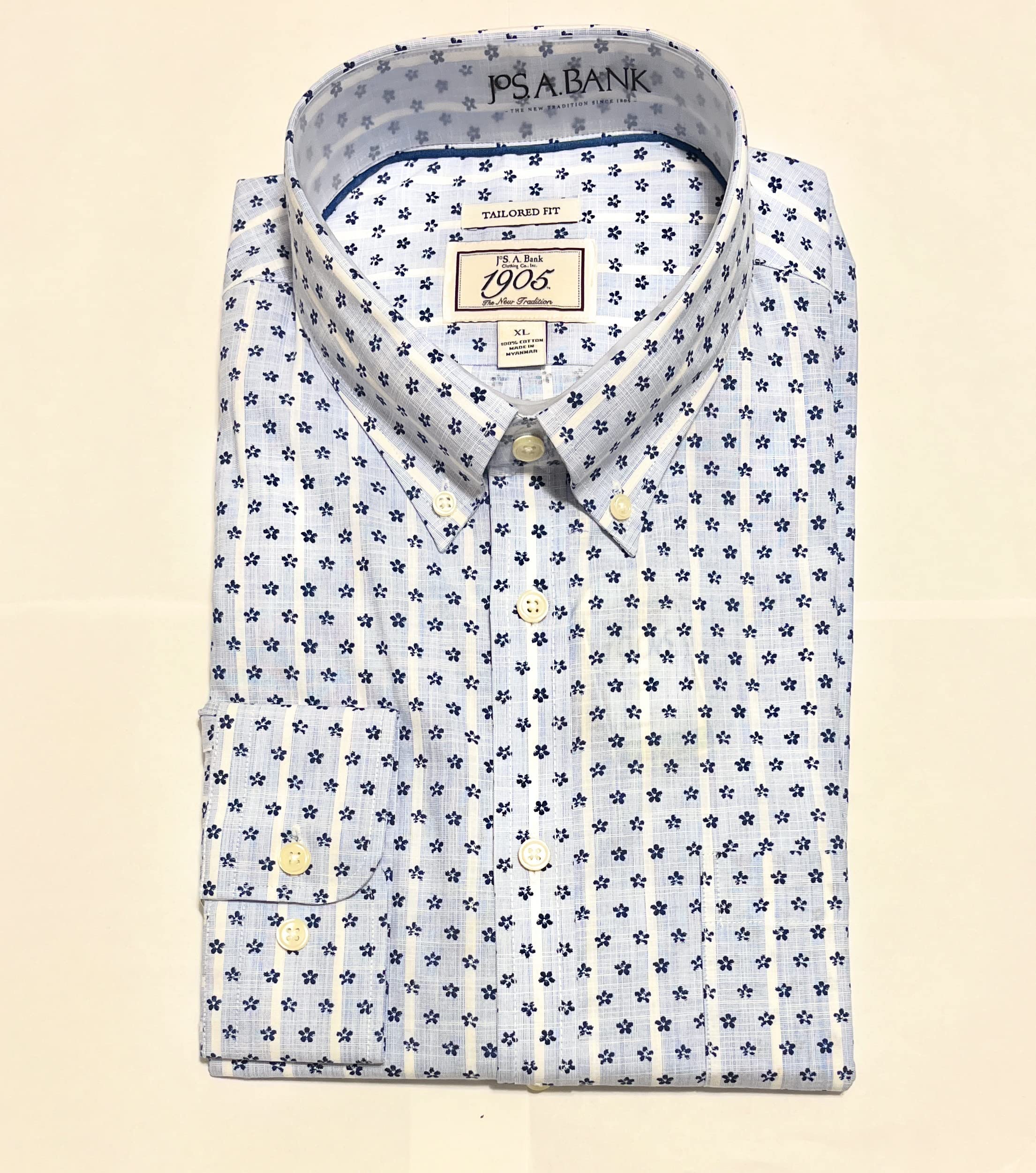 JoS.A.Bank Traditional Fit Collar Dress Wrinkle Free Long Sleeve Shirt for Men - Light Blue | Business Casual & Office Wear