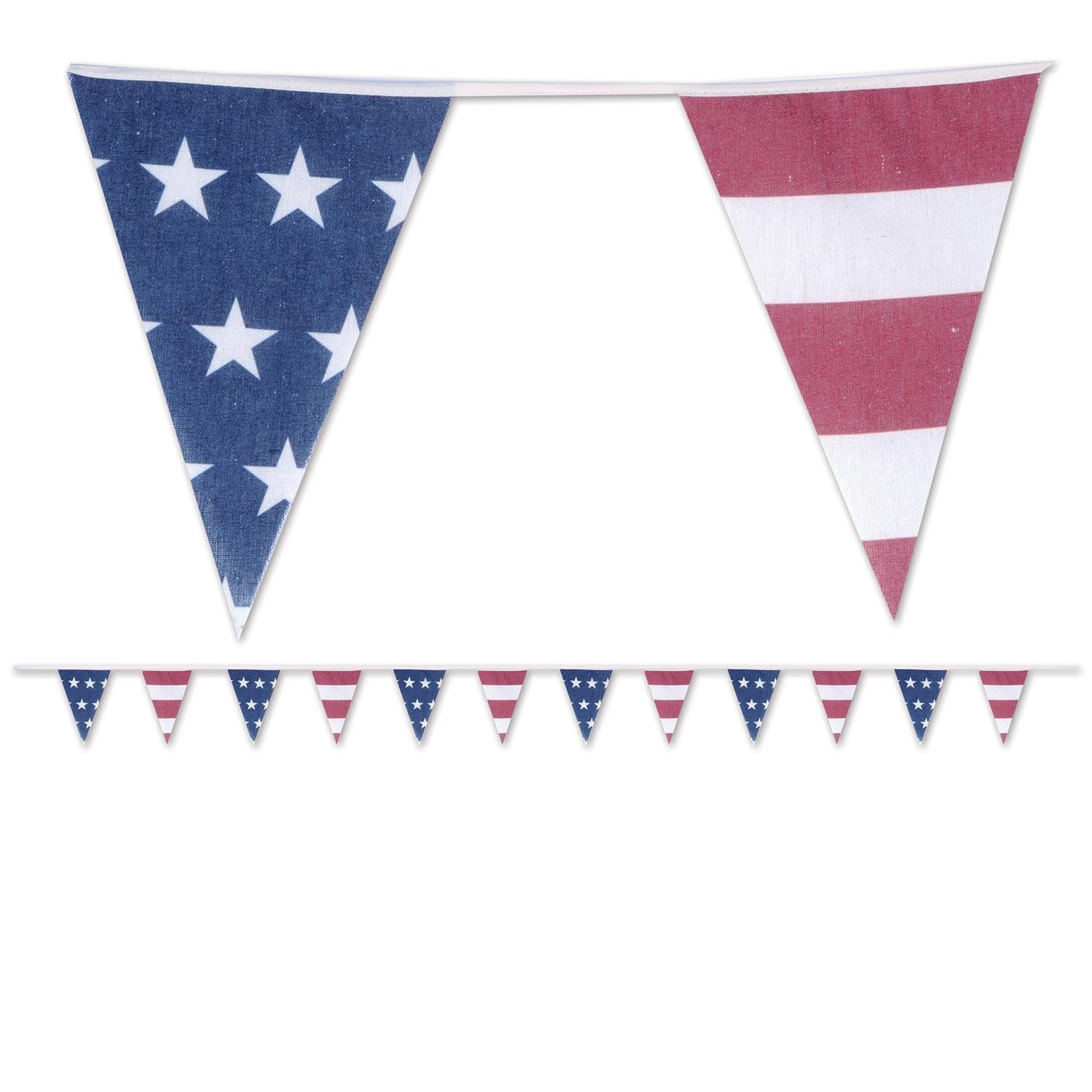 12 Pack Patriotic Fabric Pennant Banners - Red, White & Blue Americana Decor for 4th of July, Memorial Day & Labor Day Parties - Perfect for Indoor & Outdoor Celebrations