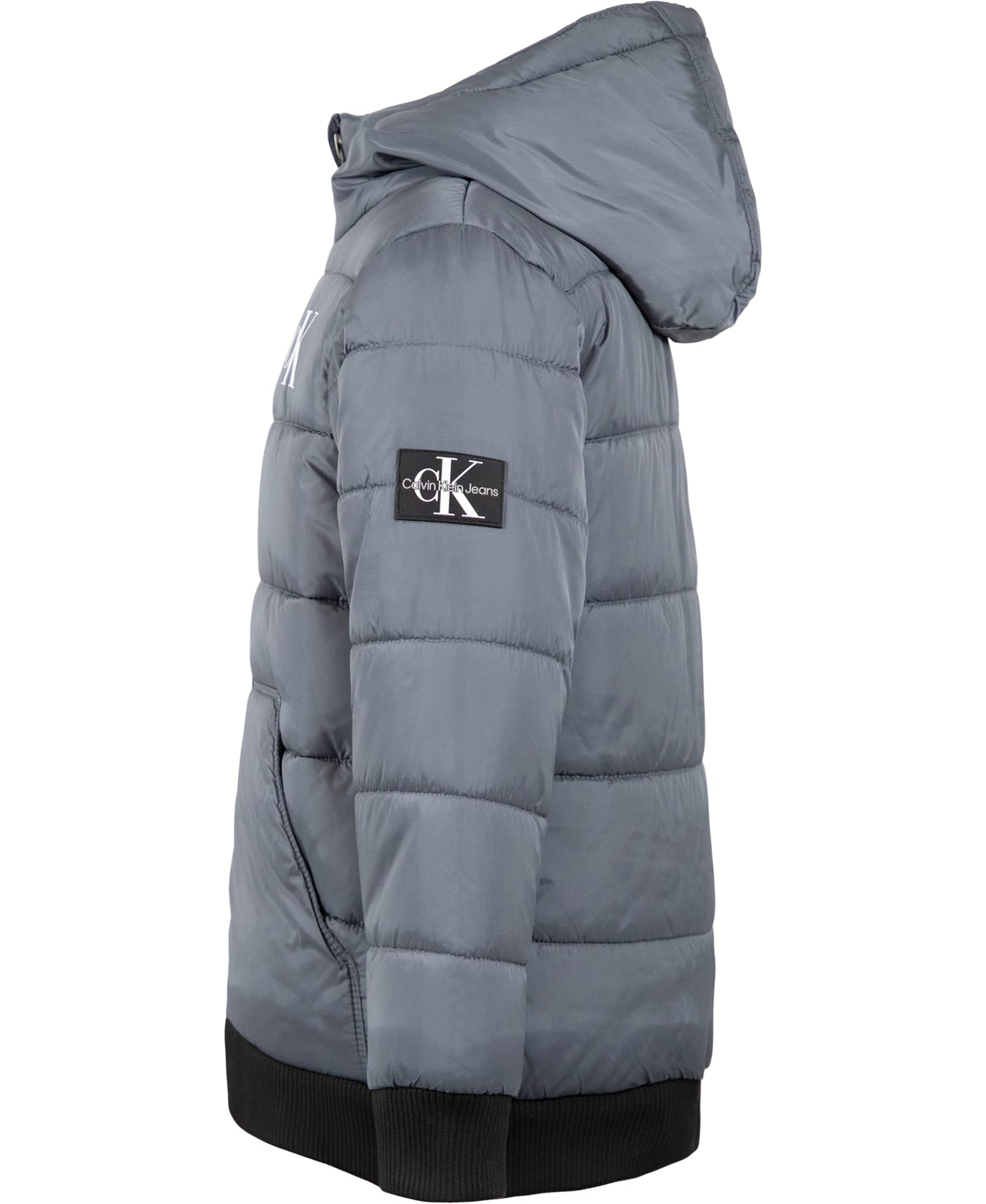 Calvin Klein Boys' Heavyweight Hooded Bubble Jacket with Polar Fleece Lining - Warm Winter Coat for Kids Outdoor Activities, School & Play