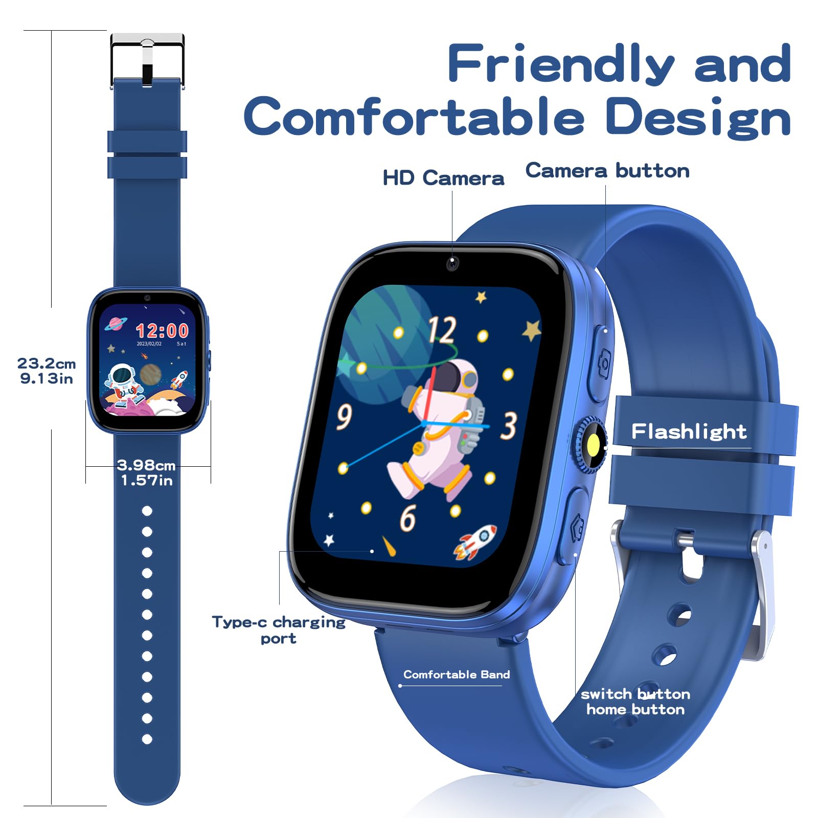 Smart Watch for Kids Ages 4-12 - HD Touch Screen with Puzzle Games, Habit Tracker, Audio Books & Learning Cards - Pedometer, Camera & Alarm Clock - Perfect Educational Birthday Gift for Girls & Boys (Pink) - Ideal for School, Playtime & Outdoor Activities