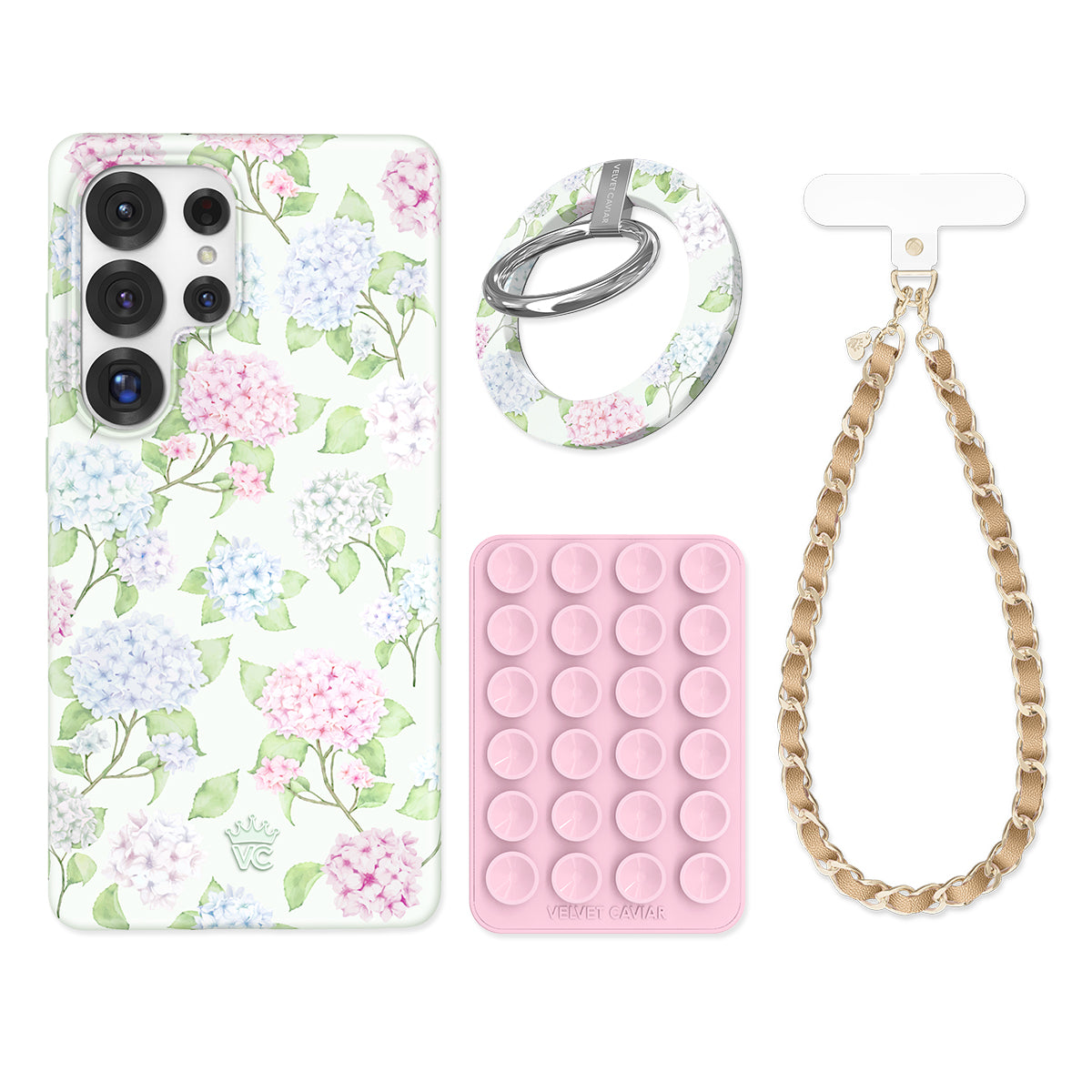 Hydrangea Floral Samsung Phone Case with Grip - Stylish Protective Cover for Samsung Galaxy S21/S20/Note 20 - Perfect for Everyday Use, Travel, and Gift Giving