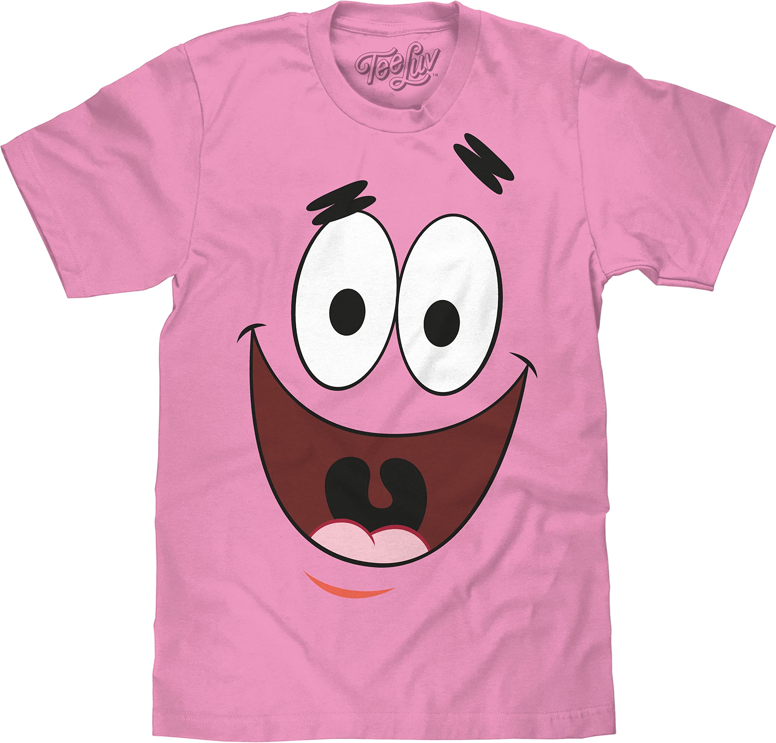 Tee Luv Men's Patrick Star Face T-Shirt - Spongebob Squarepants Cartoon Character Graphic Tee for Fans & Collectors - Perfect for Cosplay, Comic Con, and Casual Wear