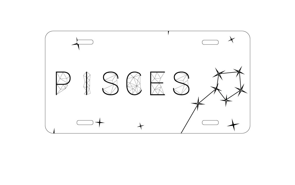 Custom Aluminum Vanity License Plate for Car Front - Personalized Zodiac Pisces Design - Perfect for Car Enthusiasts & Astrology Lovers