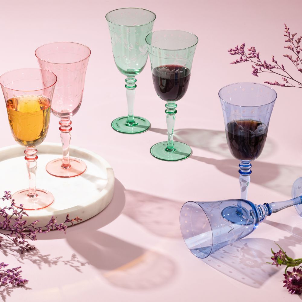 Premium Etched Crystal Glass Set - 6-Piece Elegant Drinking Glasses for Wine, Champagne & Cocktails - Perfect for Weddings, Parties & Special Occasions