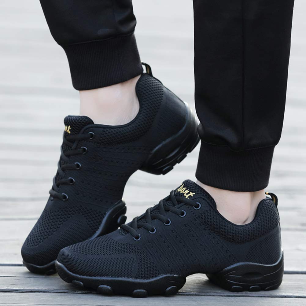 Men's Breathable Synthetic Mesh Lace-up Dance Sneakers - Split Sole Jazz & Athletic Walking Shoes for Dance, Gym & Casual Wear - Perfect for Jazz, Ballet, Hip Hop & Everyday Comfort
