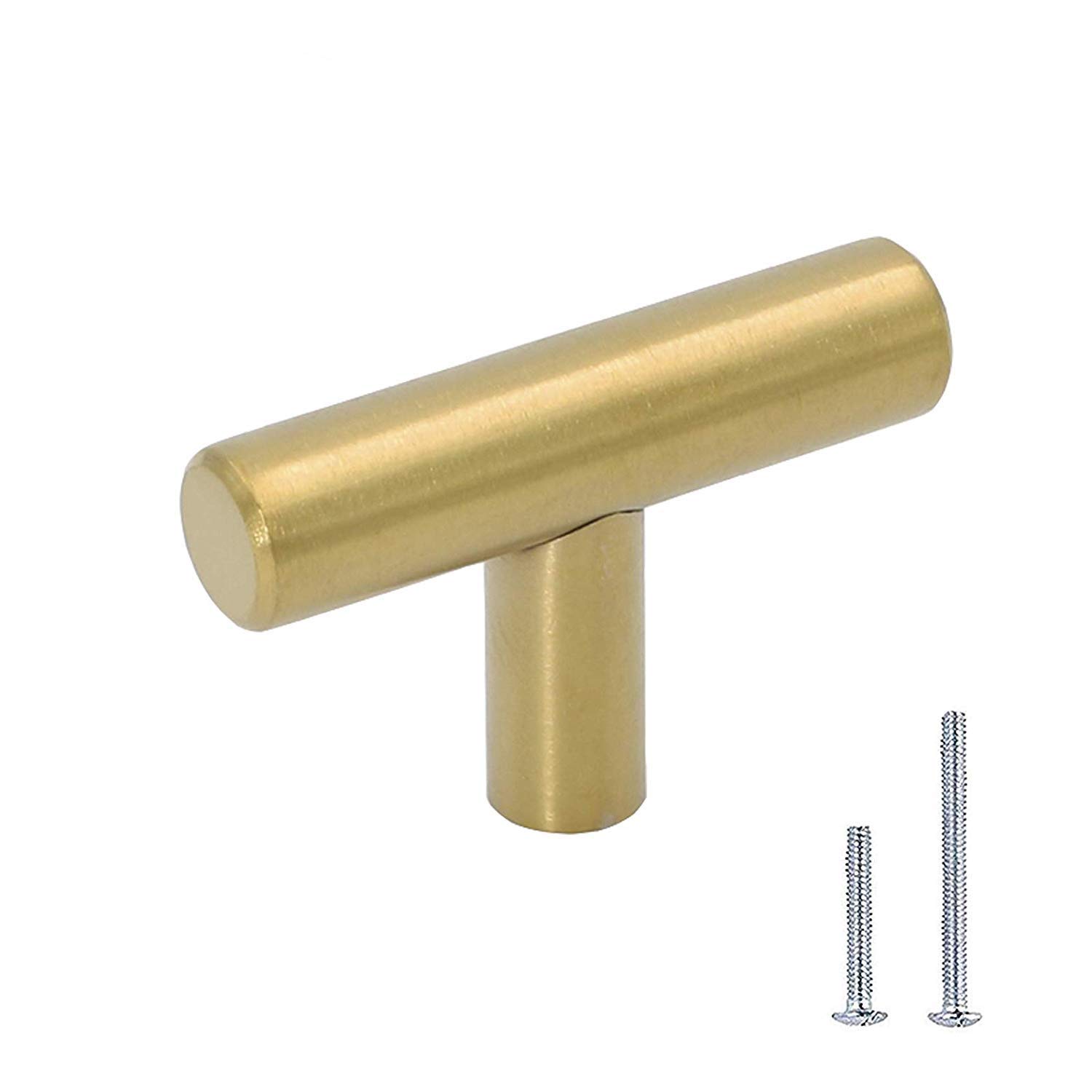 LONTAN 12 Pack Brushed Gold Cabinet Knobs - Modern Stainless Steel Kitchen & Bathroom Hardware - Dresser Drawer Handles for Home & Office Furniture (Perfect for Cabinets, Wardrobes, Dressers & Storage Units)