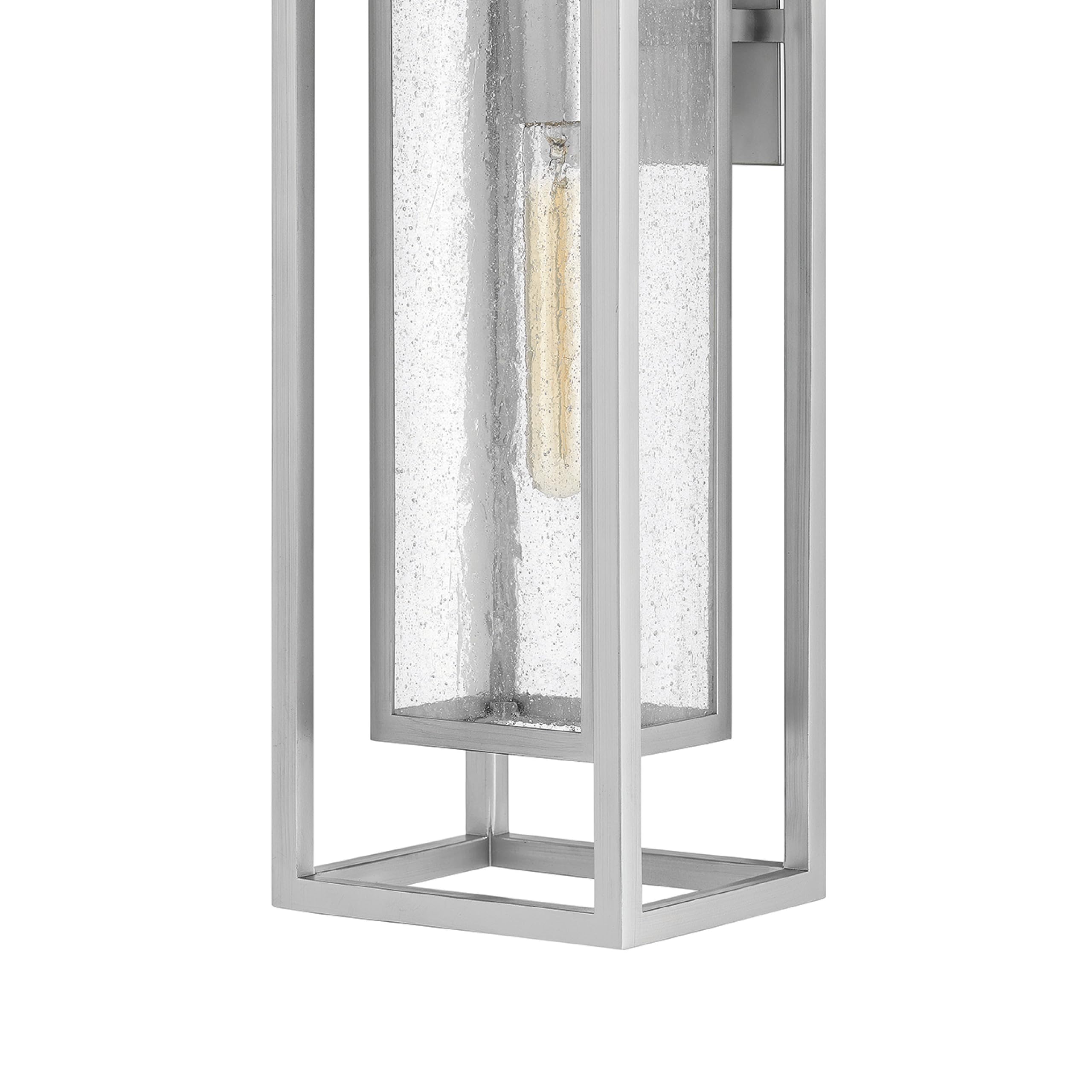 Hinkley Republic 1005SI Large Outdoor Wall Mount Lantern - Modern Transitional Double Frame Design, Satin Nickel Finish - Coastal Elements Collection - Perfect for Porch, Patio, and Entryway Lighting