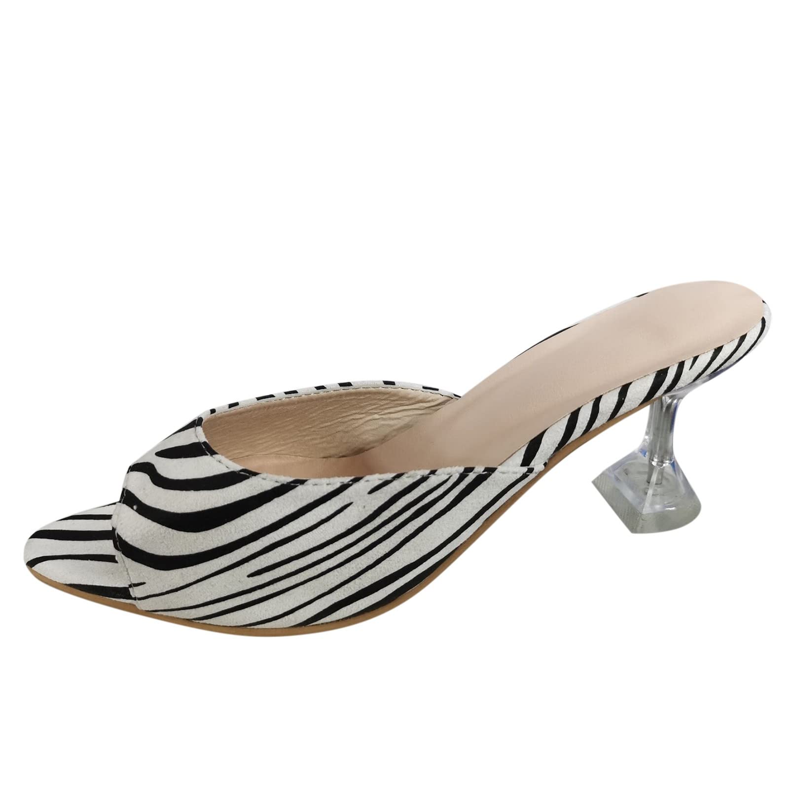 Women's Casual Slip-On High Heel Sandals - Breathable Wide Fit Comfortable Summer Shoes for Walking, Beach, and Outdoor Activities