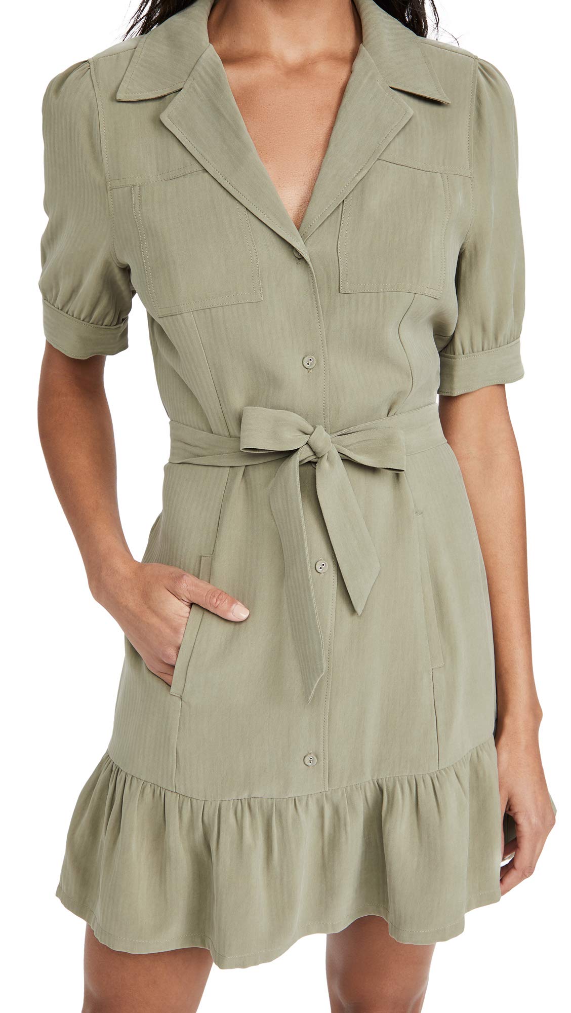 PAIGE Women's Mayslie Dress - Flowy Midi Dress with V-Neck & Ruffle Sleeves | Perfect for Summer, Weddings & Date Nights