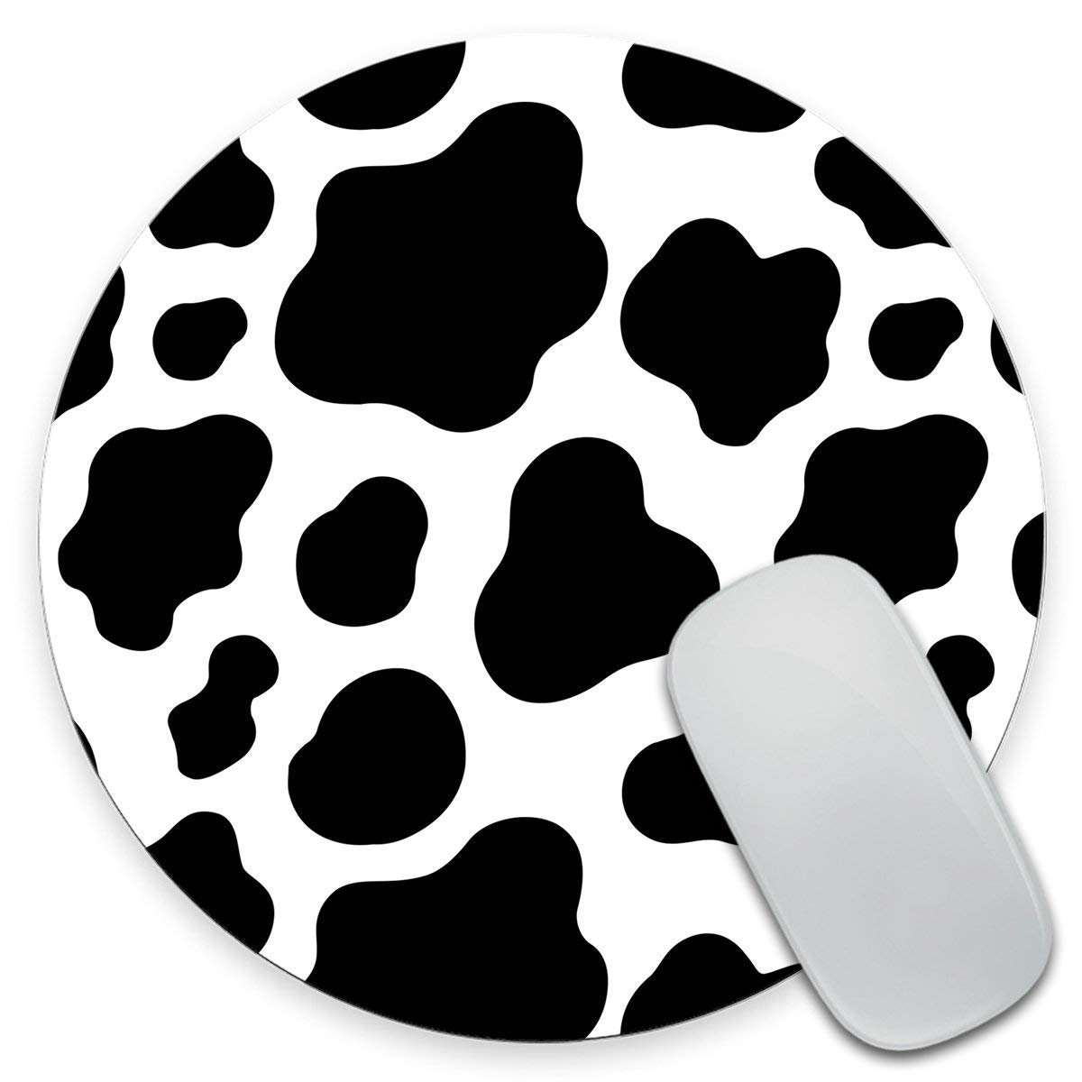 Premium Cow Print Round Mouse Pad - Non-Slip Rubber Base Gaming Mouse Mat for Laptop, PC & Computer - Perfect for Office, Gaming & Home Workspace