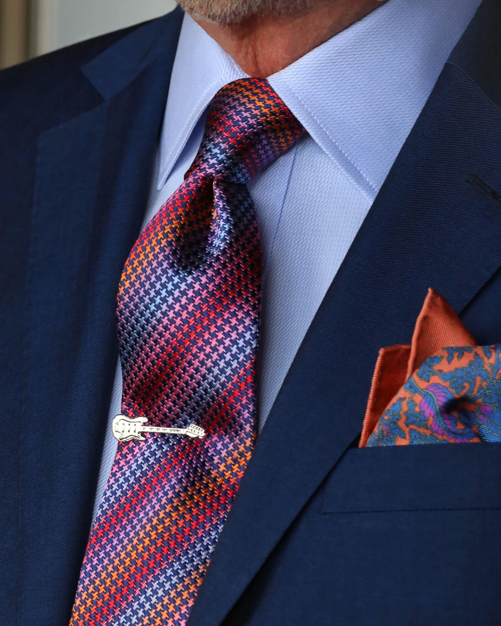 DÉCLIC Dogstooth Stripe Tie for Men - Classic Checkered Pattern Necktie - Perfect for Business, Office, and Formal Occasions