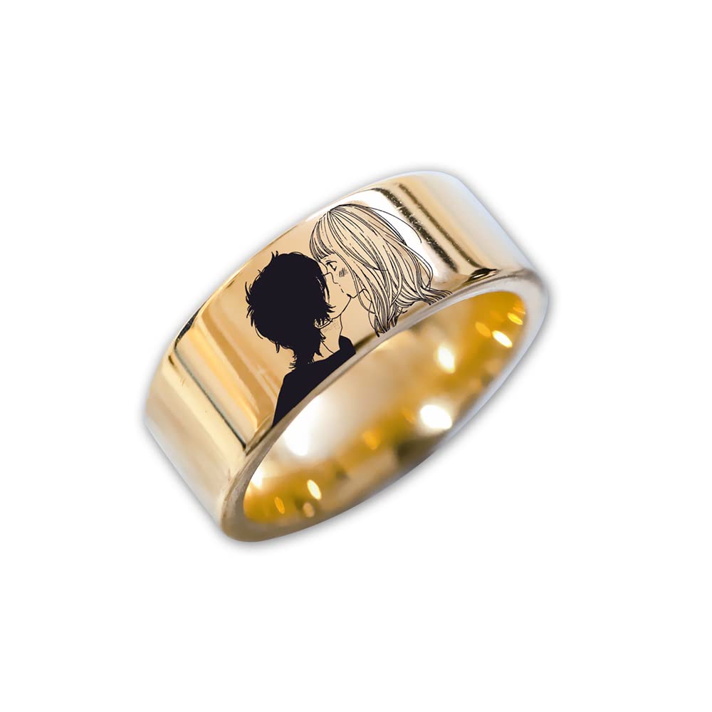 Anime 'I Love You' Wedding Ring - Weebo Otaku Couple Band, Senpai & Waifu Jewelry - Kawaii Weeb Gift for Anime Lovers - Perfect for Cosplay, Proposals & Anniversary Gifts