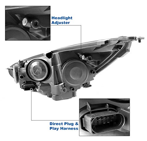 Replacement Chrome Headlights for 2015-2018 Ford Focus S/SE/ST - Durable LED Headlamps with Clear Lens - Perfect for Night Driving & Car Upgrades