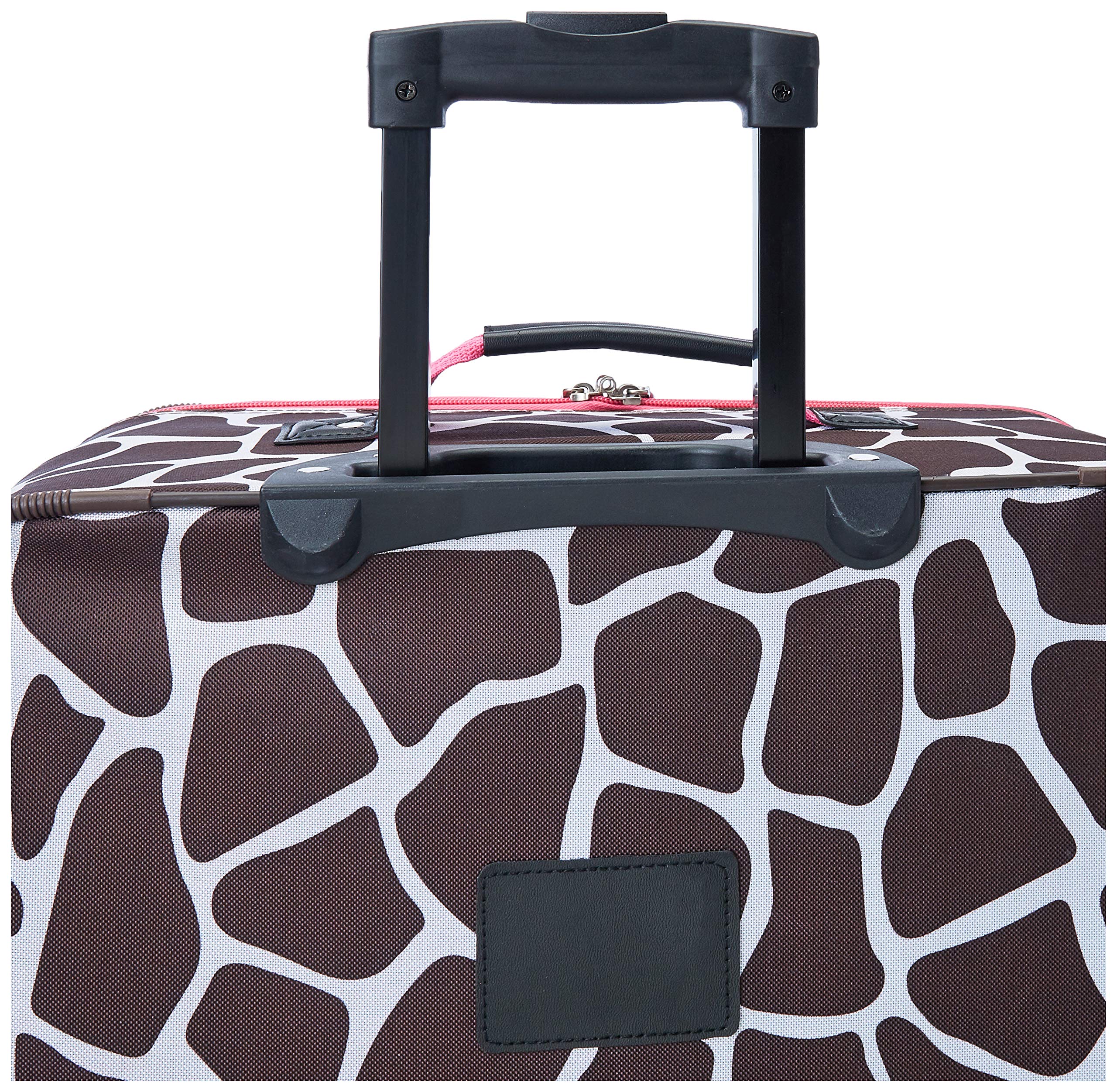 Rockland Fashion Softside Upright Luggage Set with Telescoping Handles - 4-Piece (14/19/24/28 Inch) Pink Giraffe Print Suitcases for Women & Teens - Perfect for Air Travel, Vacation & Business Trips