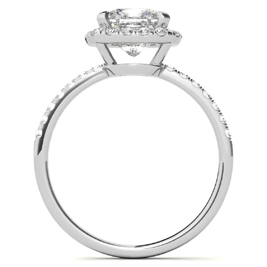 1CT-3CT Cushion Cut Halo Moissanite Engagement Ring for Women - 925 Silver/10K/14K/18K Gold Wedding Band, Anniversary & Promise Gift (1.5 CT) - Perfect for Proposals, Bridal Jewelry & Special Occasions