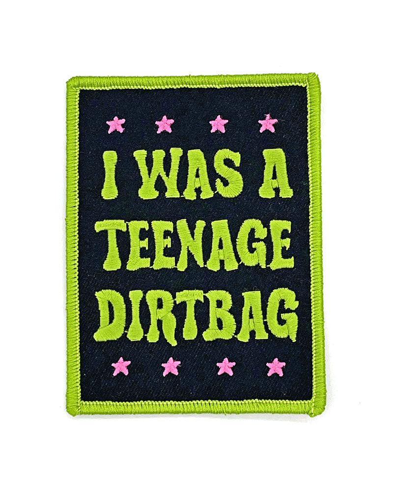 Teenage Dirtbag Iron-On Patch for Jackets, Jeans & Backpacks - Punk Rock Embroidered Badge for DIY Clothing Customization - Perfect for Concerts, Festivals & Streetwear Fashion