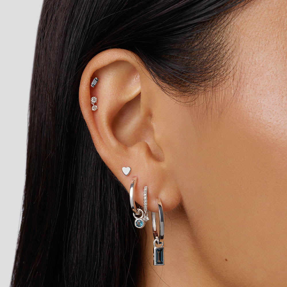 Micro Heart Helix Single Stud Earring in Sterling Silver - Perfect for Cartilage Piercing, Everyday Wear & Gift Giving