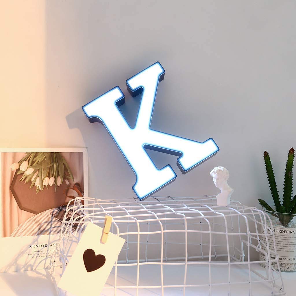 LED Marquee Letter Lights - Battery Powered Alphabet Light Up Sign for Home Decor, Wedding, Party & Nursery Night Light (Letter K)