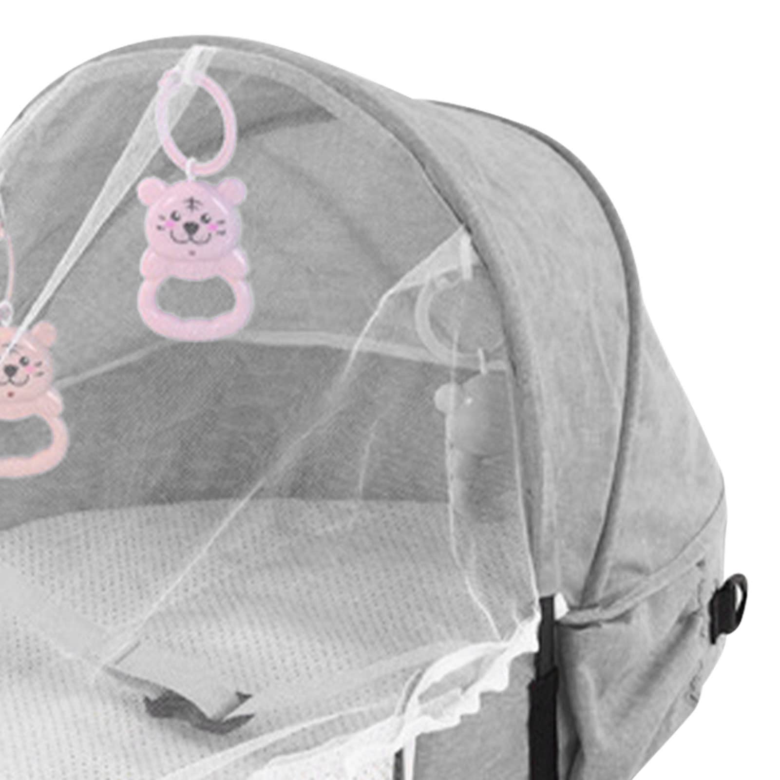Portable Baby Travel Cot - Lightweight Folding Crib with Zipper & Large Storage for Outdoor, Camping, Travel & Home Use (Grey)
