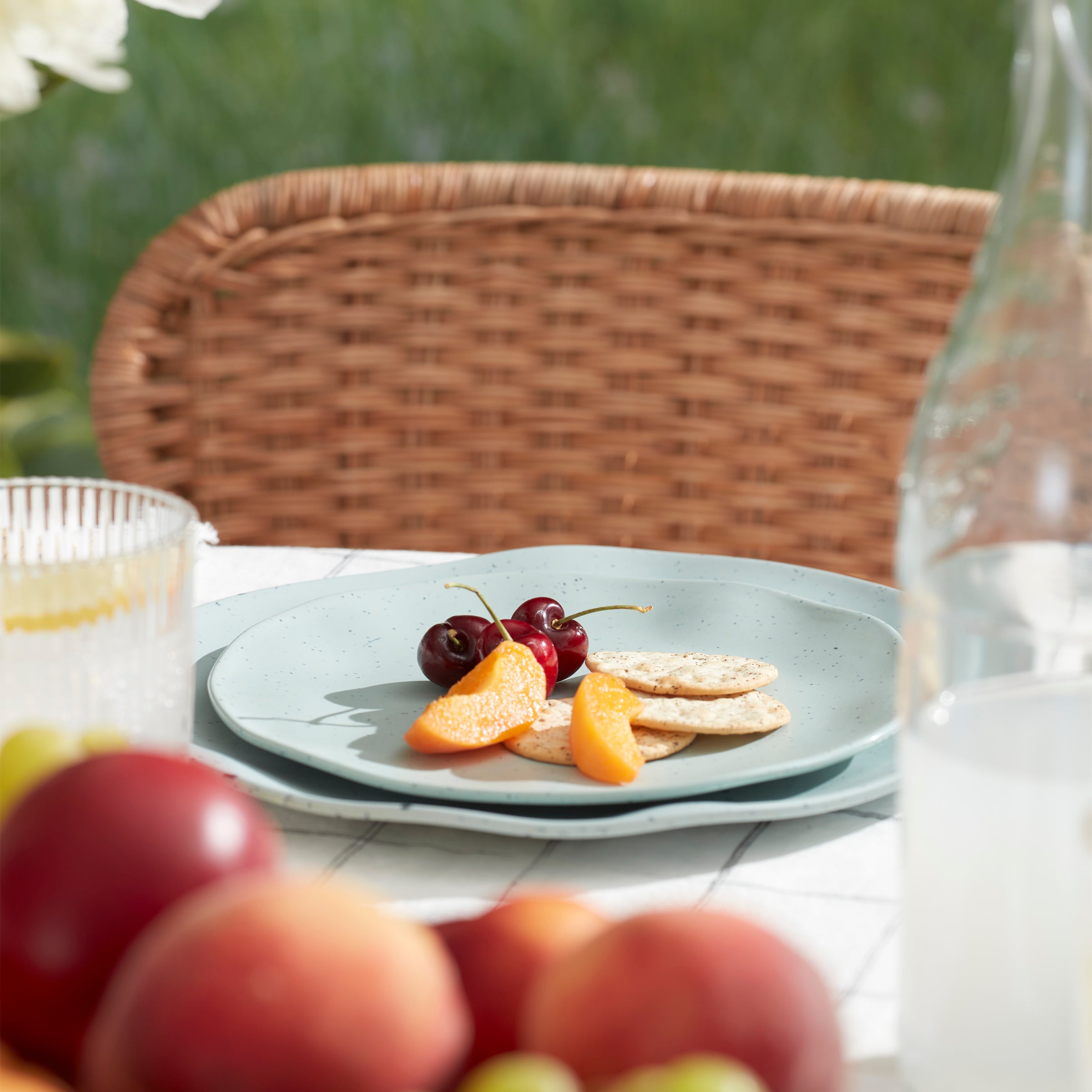 Stylish Terrazzo Melamine 12-Piece Dinnerware Set - Mint Green - Durable & Lightweight Plates, Bowls & Mugs - Perfect for Outdoor Dining, Picnics & Everyday Use