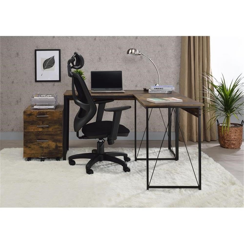 Acme Zaidin Wooden Rectangle Writing Desk - Weathered Oak & Black Finish, Home Office Desk for Study, Work, and Remote Learning