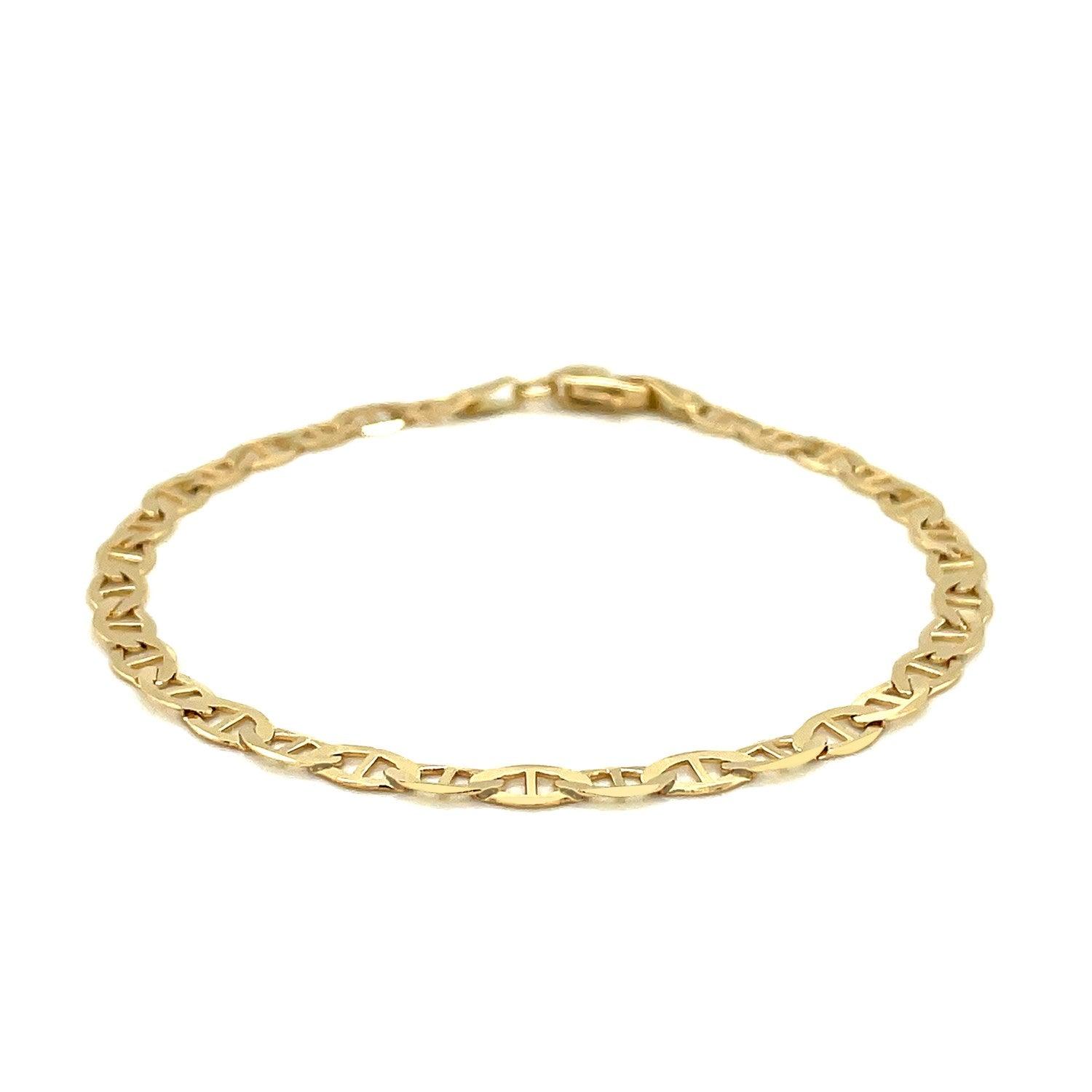 4.5mm 10k Yellow Gold Mariner Link Bracelet for Women - Classic Chain Bracelet Jewelry Gift for Her - Perfect for Everyday Wear, Parties & Special Occasions