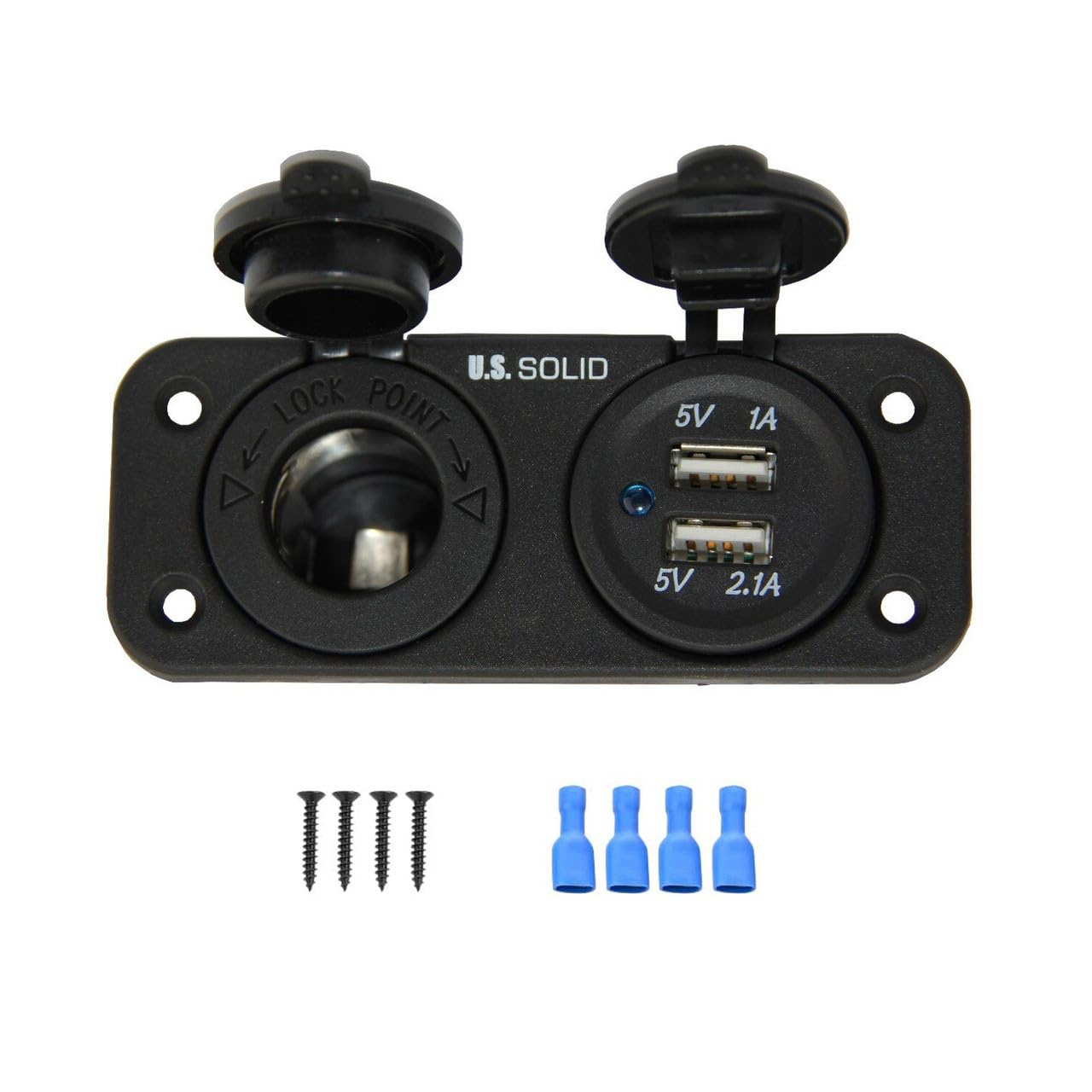 U.S. Solid Marine Grade 12V Dual USB Charger & Cigarette Lighter Power Outlet - Waterproof for Boats, RVs, Trucks & Outdoor Adventures