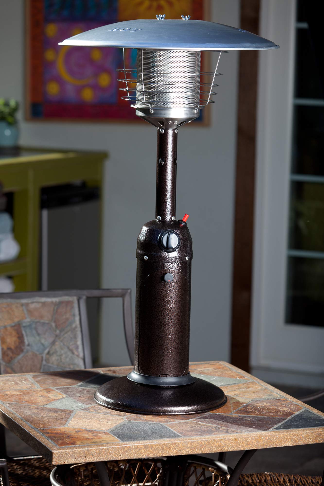Paramount 11,000 BTU Table Top Propane Patio Heater - Mocha Brown Outdoor Heater for Deck, Garden, and Restaurant Use