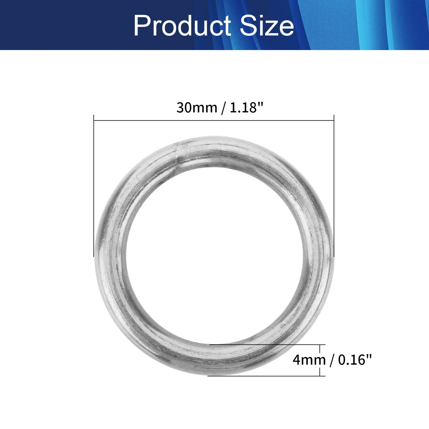 10Pcs 201 Stainless Steel O Ring 4x30mm (TxOD) - Durable Round Jump Rings for Hardware, Bags, DIY Jewelry Making & Craft Projects - Perfect for Keychains, Handmade Accessories & Home Decor