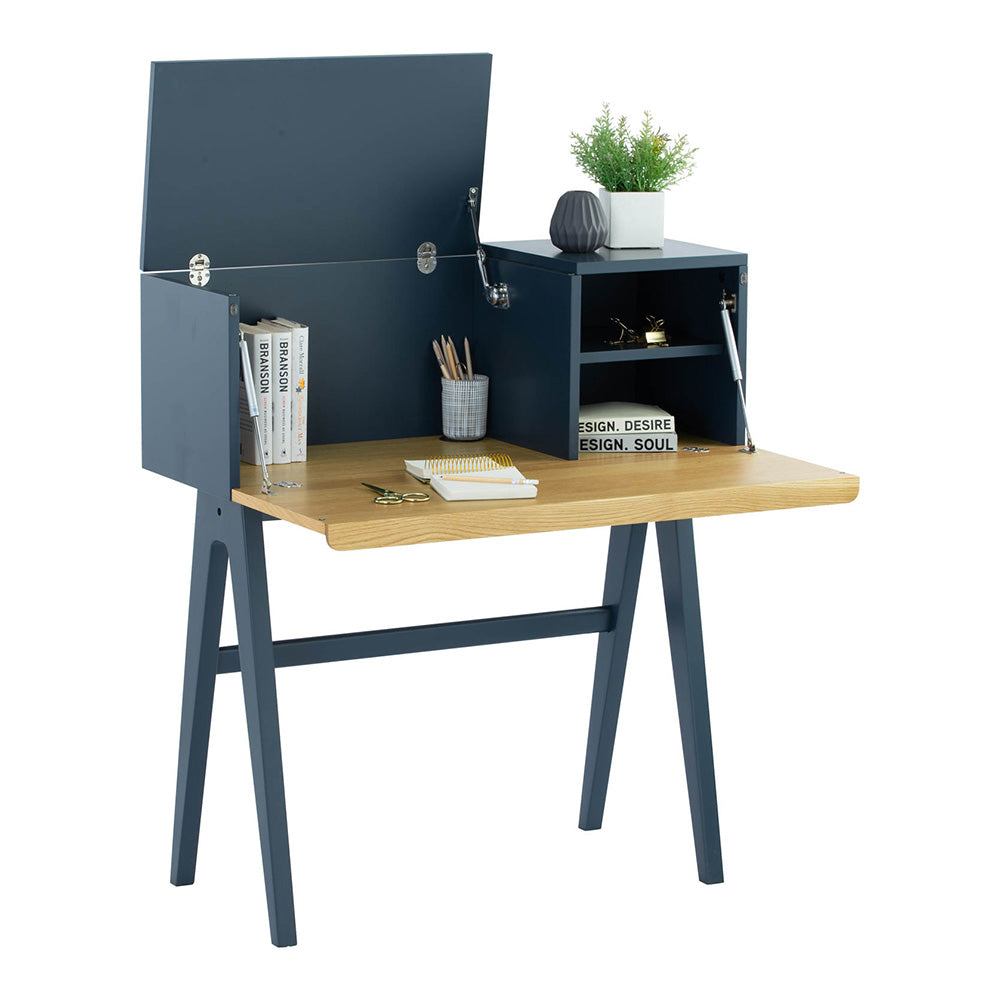 VALEN Study Desk 96cm Blue Space & Oak - Perfect for Home Office, Student Study & Small Space Workstation