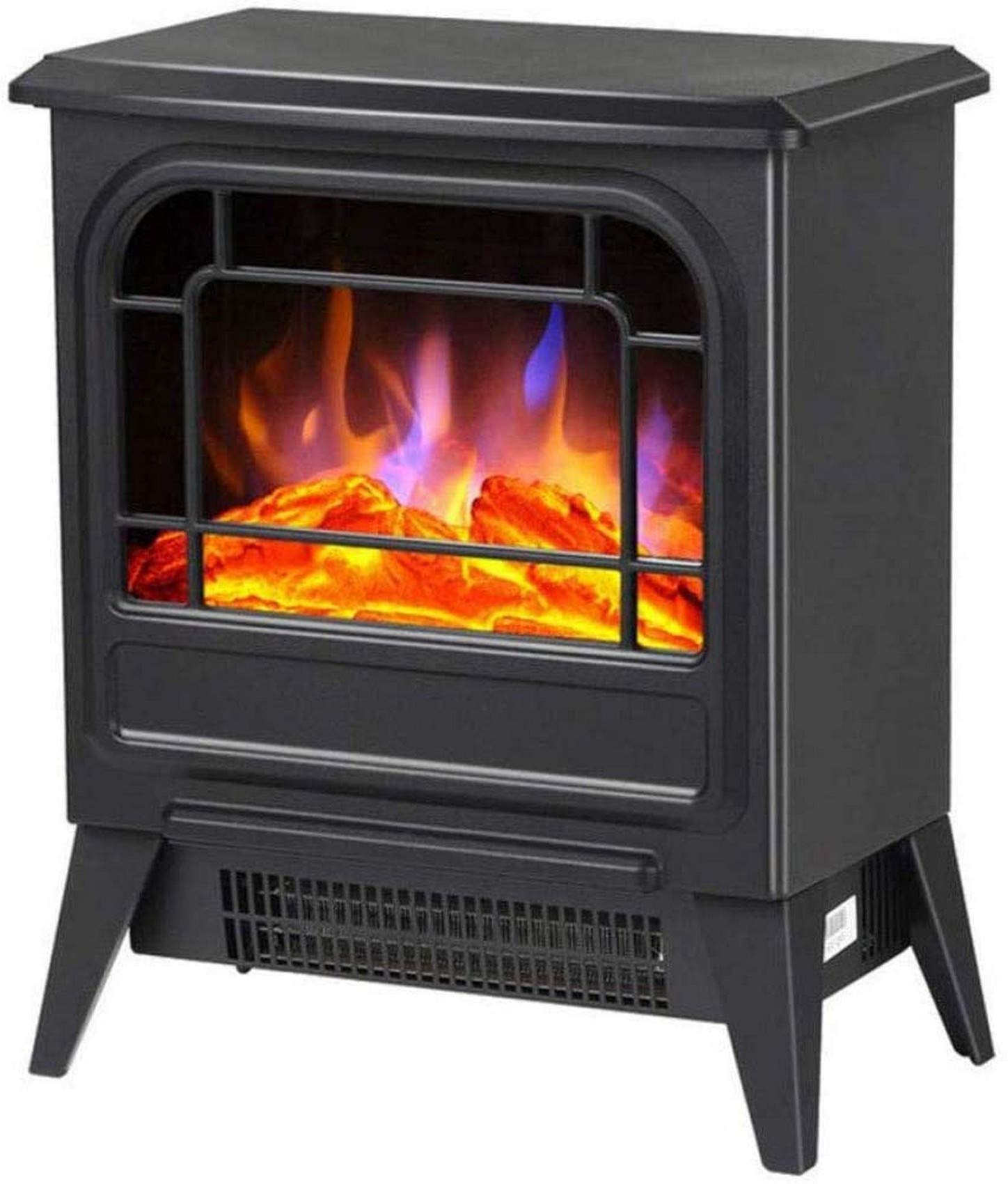 Portable Electric Fireplace Heater 1800W with Realistic 3D Flame Effect & 2 Heat Settings - Wood Burning Look Space Heater for Home, Office, Bedroom - Free Standing Indoor Heater for Winter Warmth & Cozy Ambiance