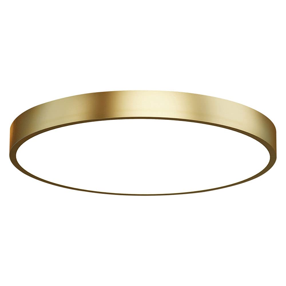 PHTDCQ Ultra-Thin LED Ceiling Light - 3 Color Temperature Dimmable, All Copper Modern Round Fixture for Bedroom, Living Room & Balcony | Energy Efficient, Easy Embedded Installation (Warm/White/Cool Light) - Perfect for Home, Office and Commercial Spaces