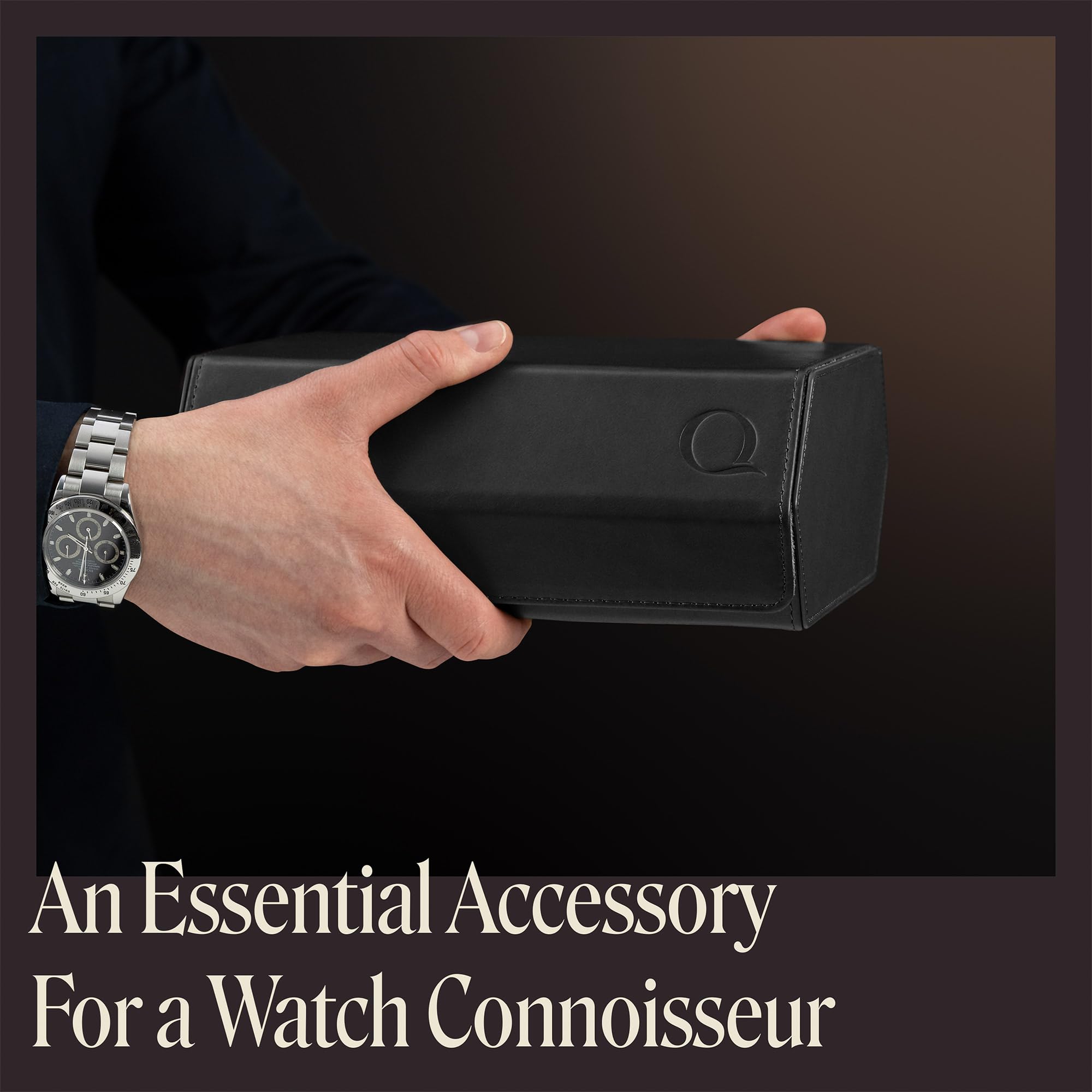 Premium Napa Leather Watch Case for Men - 6 Slot Luxury Watch Roll Organizer & Display Box - Travel & Home Storage for Men's Watches - Black Charcoal Watch Holder (Perfect for Business Travel, Watch Collectors & Gift Giving)