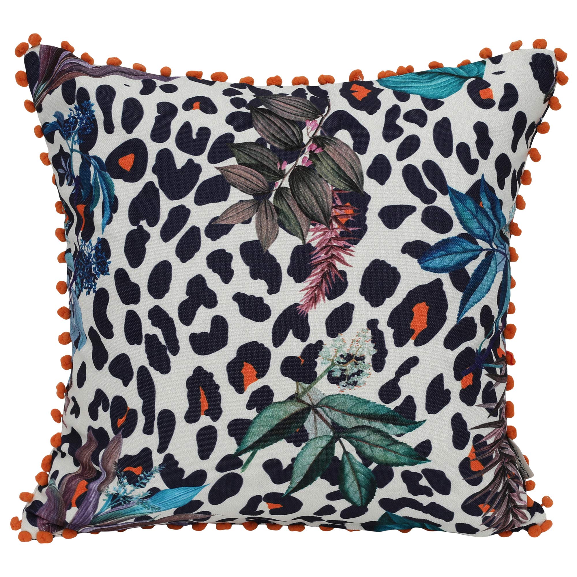 Boho Decorative Throw Pillow Covers 18x18 Inch - Vintage Velvet Look with Pom Poms, Soft Polyester Cushion Covers for Couch, Sofa & Bed - Perfect for Boho Chic, Farmhouse & Cozy Home Decor
