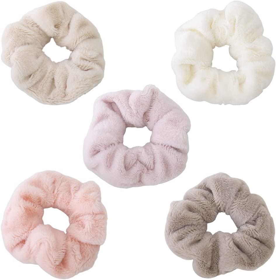 Glamifirsto 5-Pack Large Soft Hair Scrunchies for Women & Girls - Thick Drying Hair Ties, Colorful Ponytail Holders (Random Colors) - Perfect for Gym, Yoga, Travel & Everyday Use