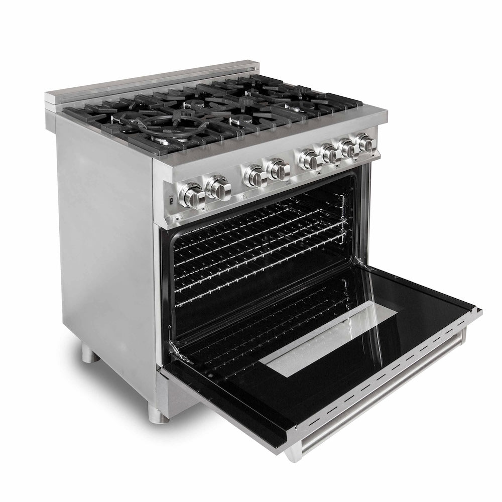 ZLINE 36 Inch Professional Kitchen Package - Stainless Steel Dual Fuel Range & Convertible Vent Hood | Gas & Electric Cooking | Modern Home Chef Upgrade | Perfect for Open Concept Kitchens & Entertaining