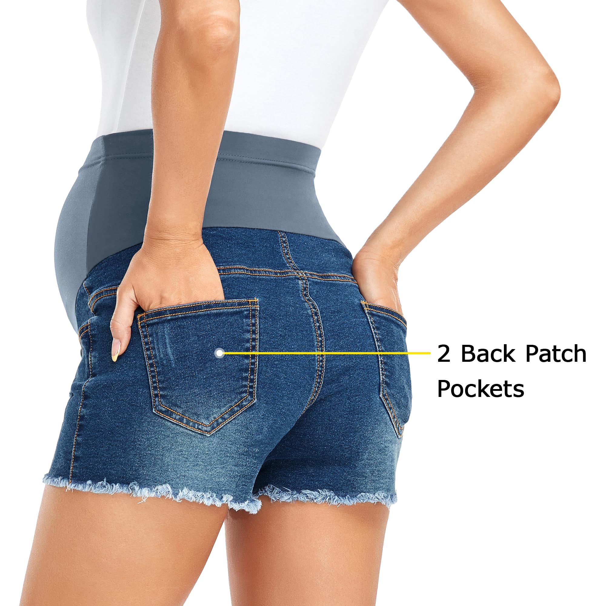 FitGlam Women's Maternity Shorts - Over Belly Pregnancy Lounge, Workout & Running Shorts with Pockets - Comfortable Sleepwear for Expecting Moms - Perfect for Yoga, Gym, Relaxing at Home and Nighttime Comfort