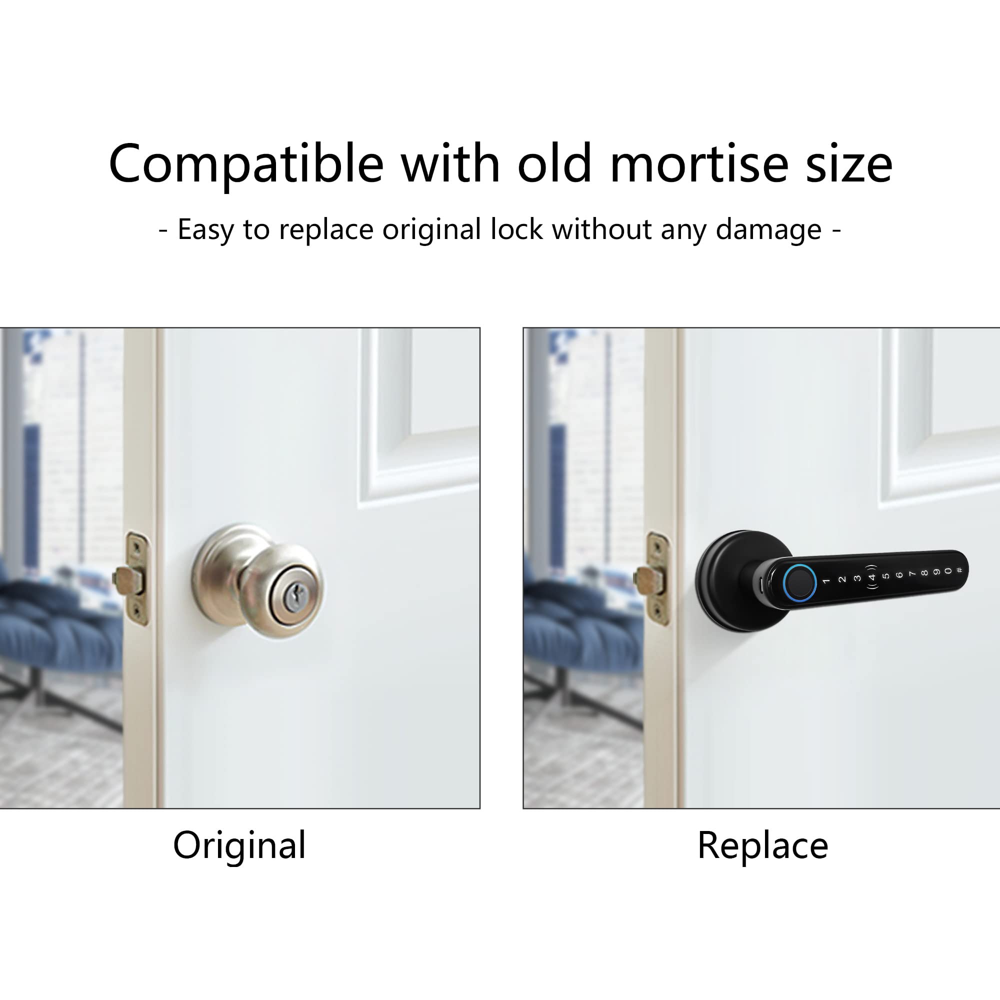 Upgraded Smart Lock Fingerprint Door Lock - CATCHFACE TTLock with IC Card, Auto Lock & DIY Installation | Secure Keyless Entry for Home, Apartment, Office & Co-Working Spaces (Black) | Ideal for Modern Smart Homes, Vacation Rentals & High-Tech Offices