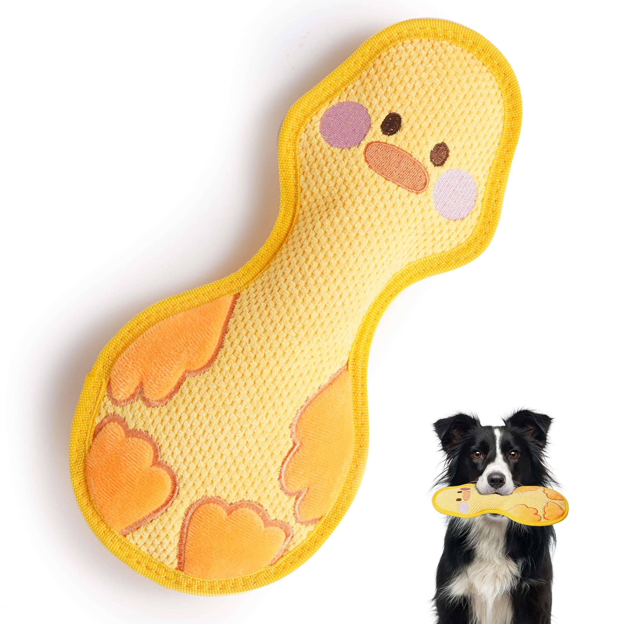 Duck Squeaky Dog Toy 2025 - Indestructible Chew Proof Dog Toys for Aggressive Chewers, Durable 2-Layer Stuffed Interactive Tug Training Toy - Yellow - Perfect for Playtime, Training & Keeping Dogs Entertained