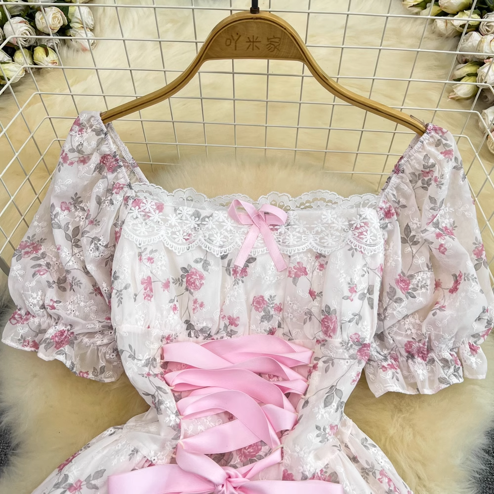 Elegant French Floral Princess Summer Dress - Long Flowy Maxi Dress for Women | Perfect for Beach Vacations, Garden Parties & Romantic Dates