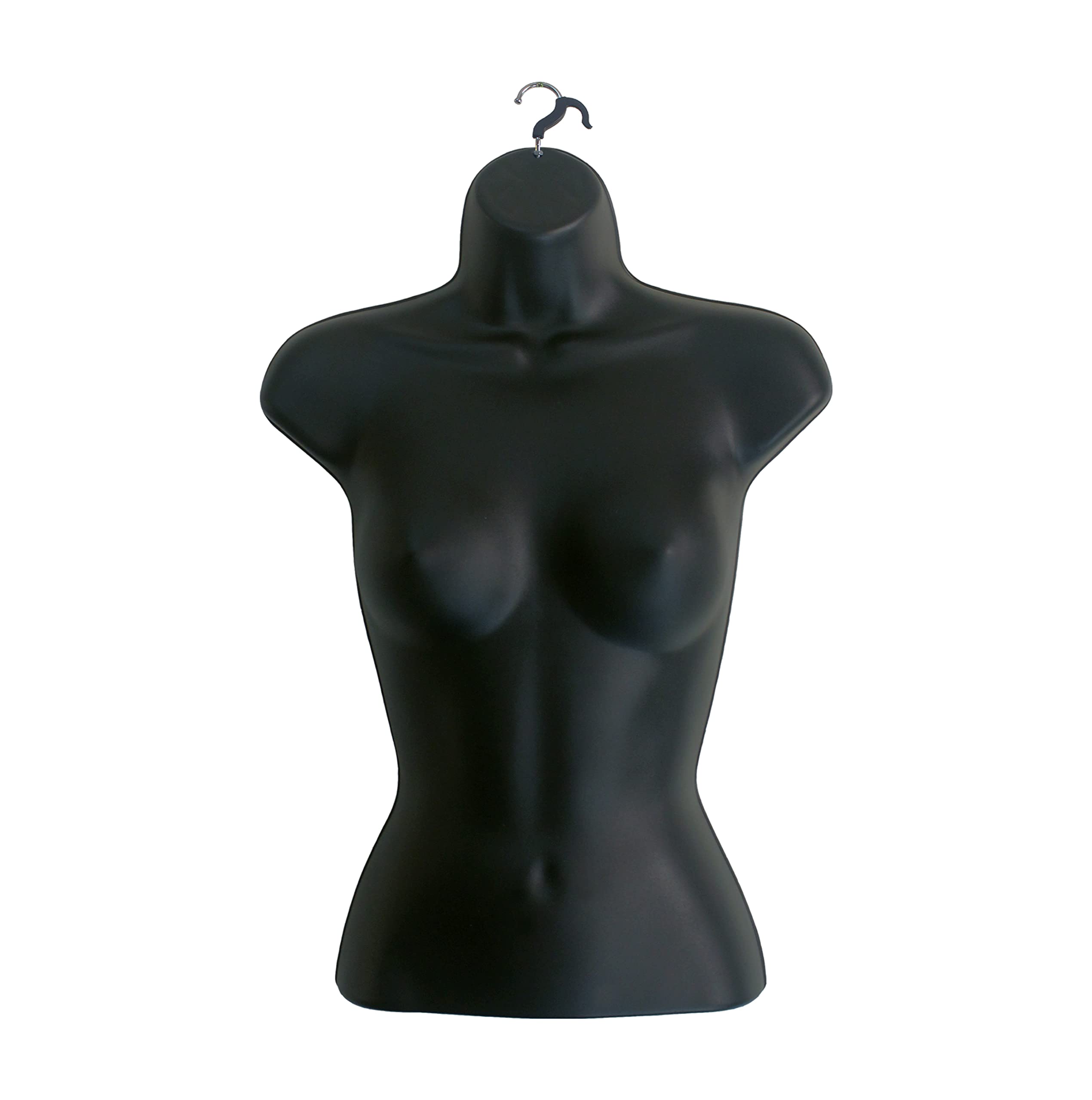 Black Female Hollow Back Mannequin Torso Set with Hanging Hook - 3 Pack (S-M Size) for Clothing Display, Boutique, Retail Store & Fashion Photography