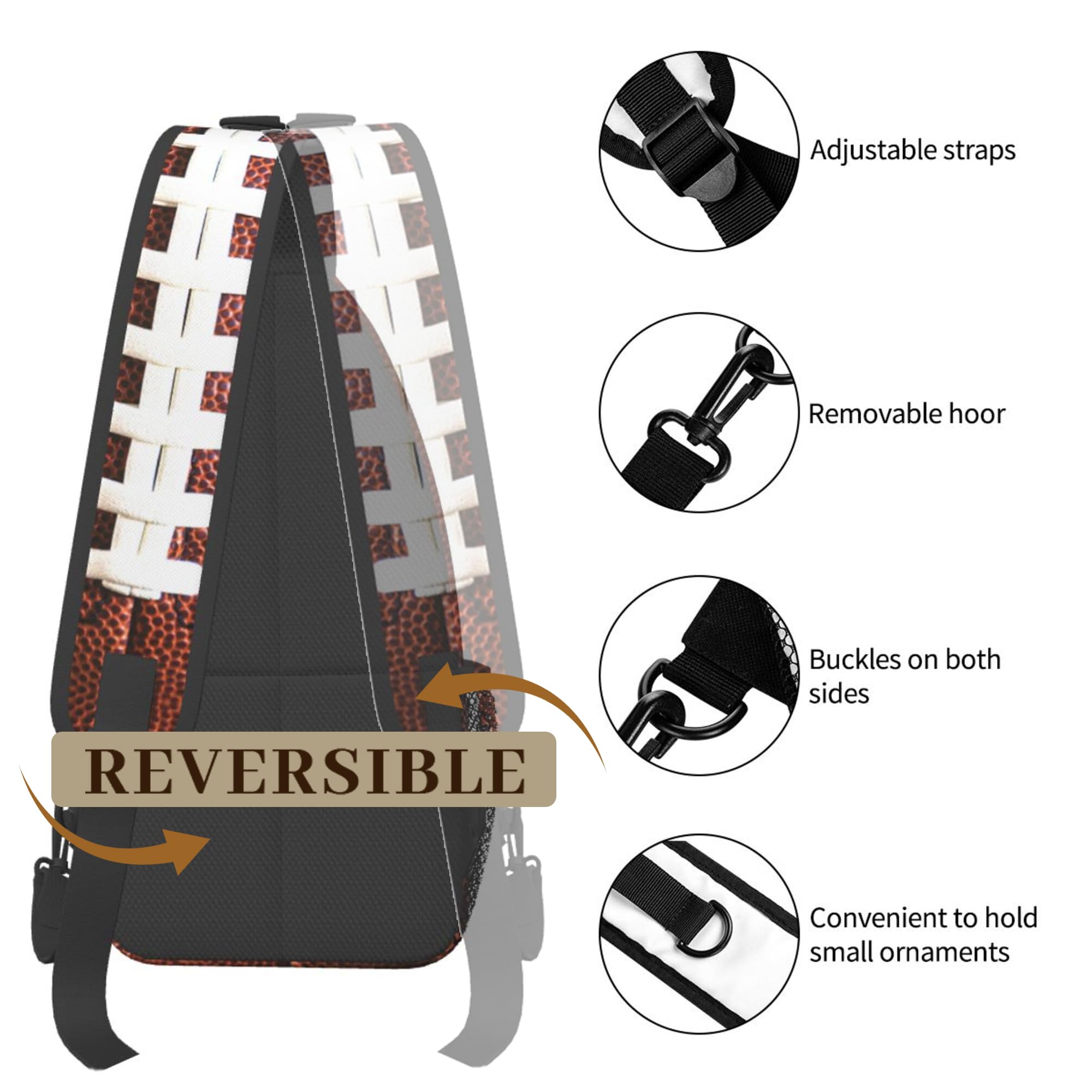 Men's & Women's Football Sling Bag - Adjustable Crossbody Backpack for Sports, Hiking, Running & Travel - Lightweight Chest Daypack for Gym, Outdoor Adventures & Daily Use