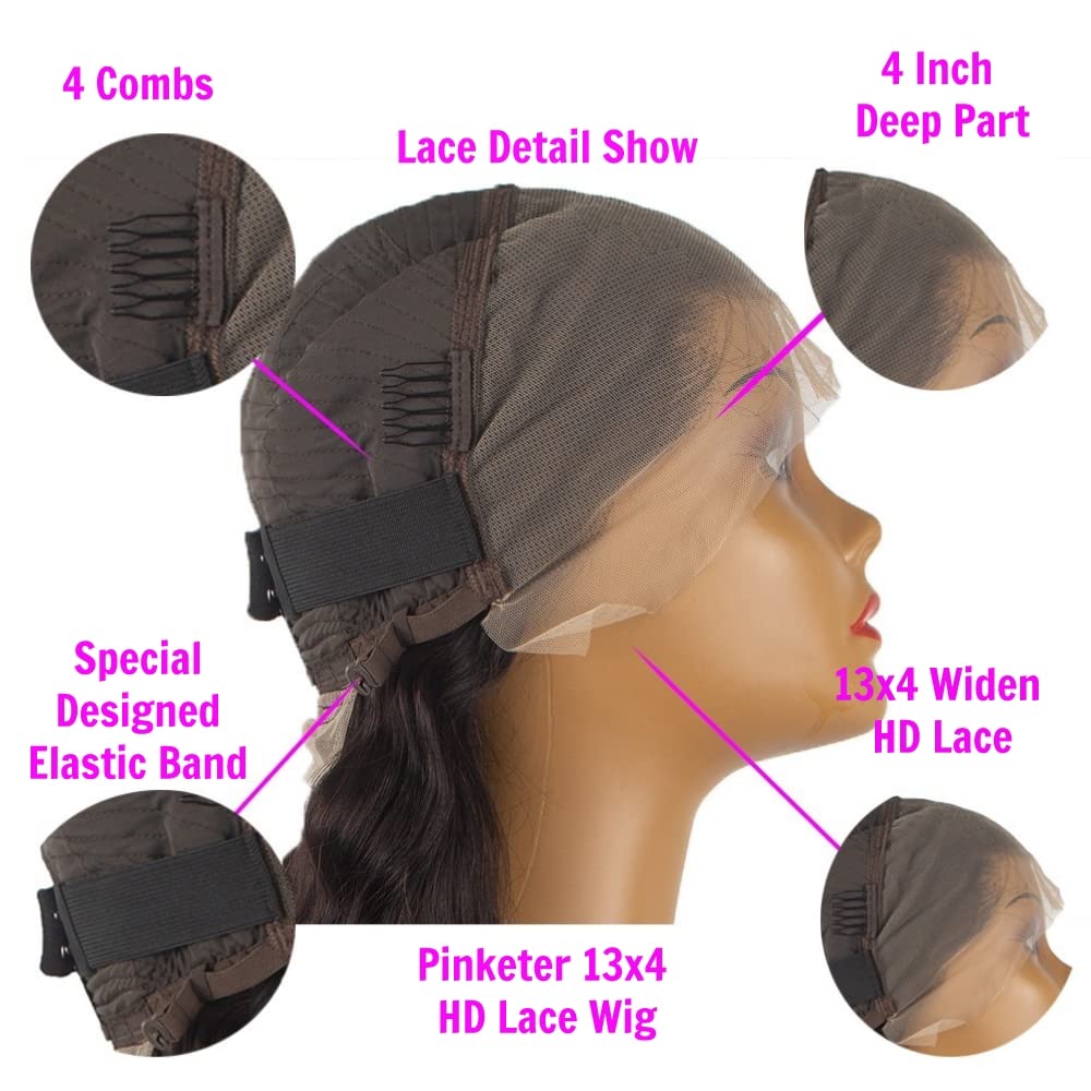 Deep Wave Lace Front Wigs Human Hair 180% Density Curly Lace Front Wig for Black Women - 13x4 Lace Frontal with Baby Hair & Adjustable Straps (24 Inch) - Perfect for Daily Wear, Parties, Weddings & Special Occasions